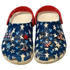 Disney Parks Mickey Mouse Patriotic Crocs Womens 6 Red White & Blue Stars